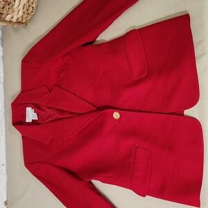 Talbots Bold Red Blazer Size 4P Oversized 4 1990s 100% Worsted Wool